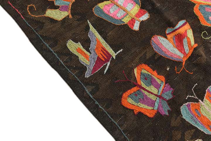 6' 8 x 9' 6 Hand Woven Kilim Suzani Wool Rug