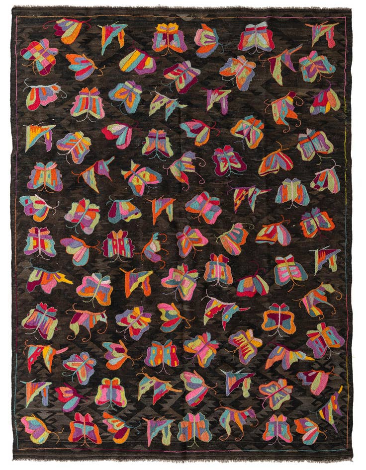 Detail image of 6' 8 x 9' 6 Hand Woven Kilim Suzani Wool Rug