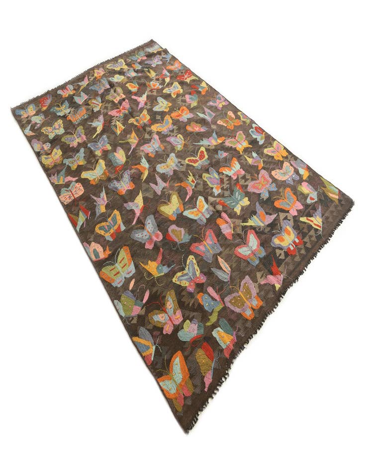 Detail image of 6' 7 x 10'  Hand Woven Kilim Suzani Wool Rug