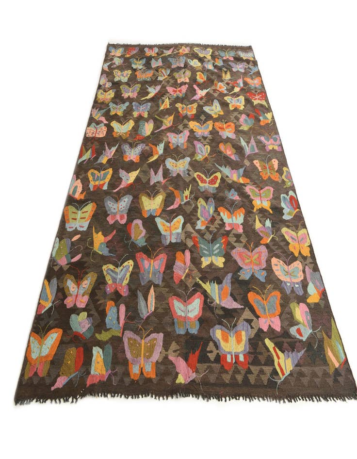 Detail image of 6' 7 x 10'  Hand Woven Kilim Suzani Wool Rug