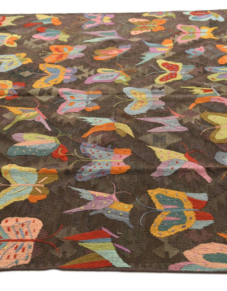 Detail image of 6' 7 x 10'  Hand Woven Kilim Suzani Wool Rug