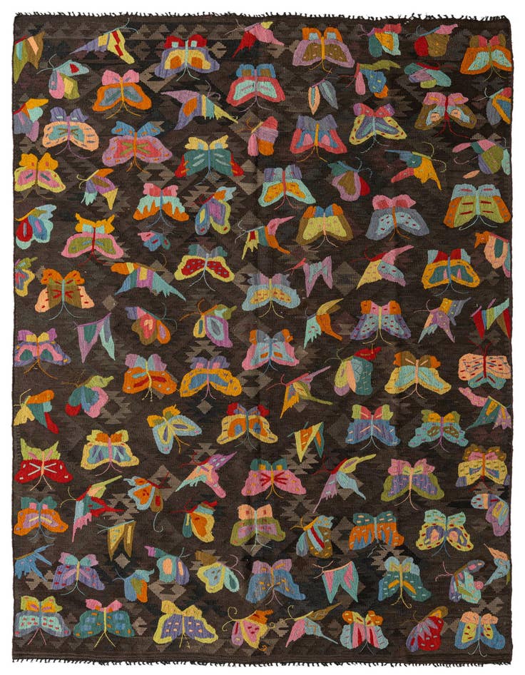 Detail image of 6' 7 x 10' Hand Woven Kilim Suzani Wool Rug