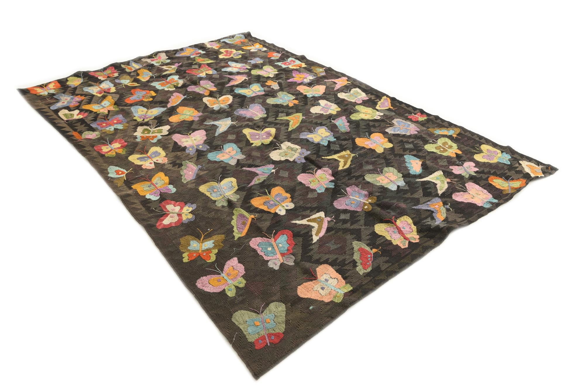 6' 1 x 8' 10 Hand Woven Kilim Suzani Wool Rug