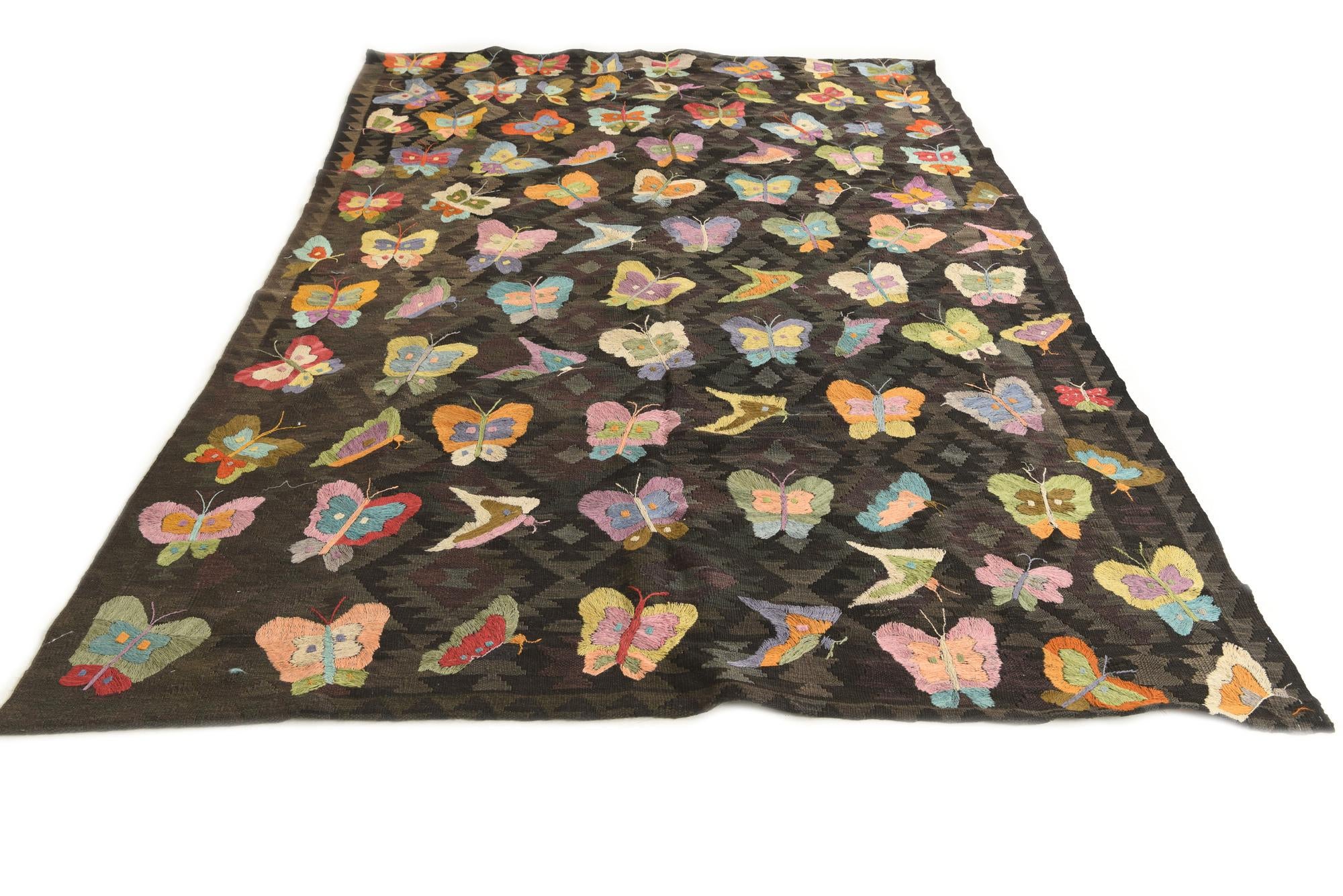 6' 1 x 8' 10 Hand Woven Kilim Suzani Wool Rug