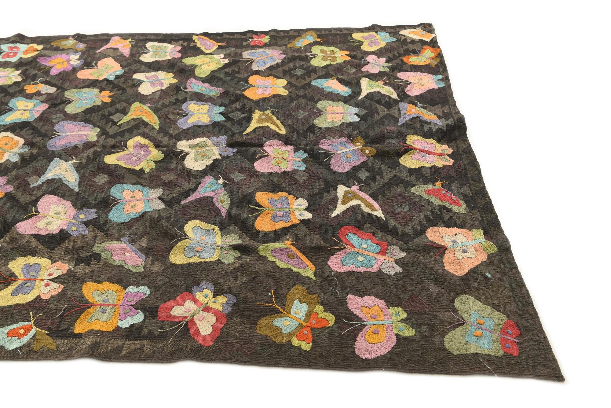 6' 1 x 8' 10 Hand Woven Kilim Suzani Wool Rug