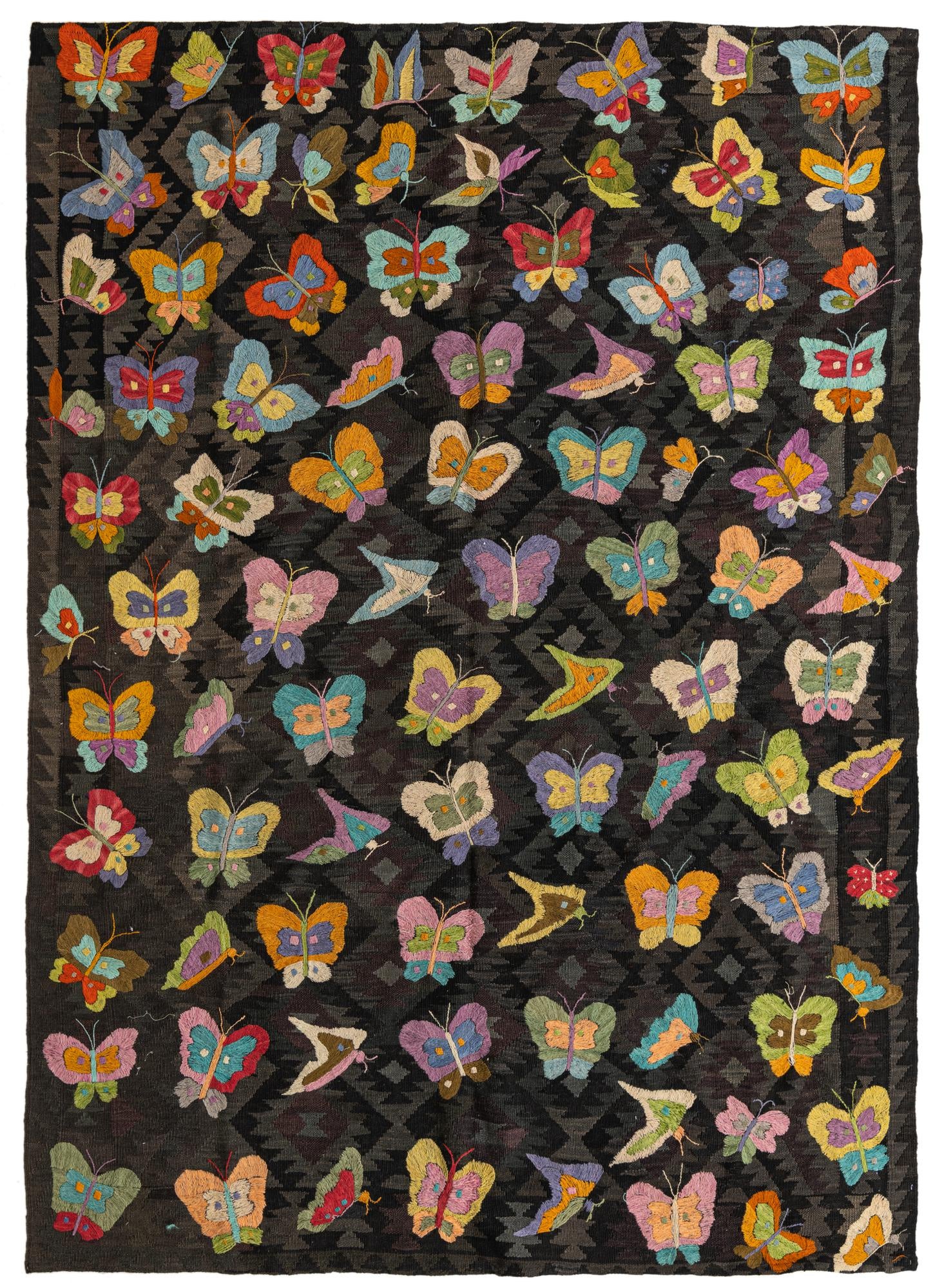 6' 1 x 8' 10 Hand Woven Kilim Suzani Wool Rug