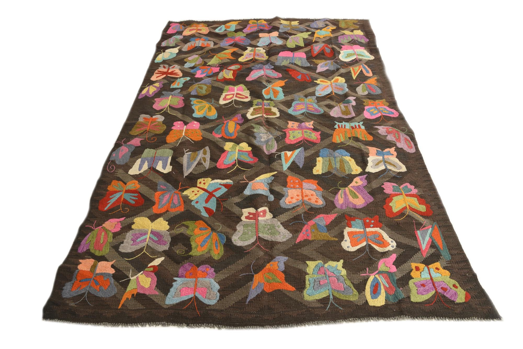 5' 2 x 7' 10 Hand Woven Kilim Suzani Wool Rug
