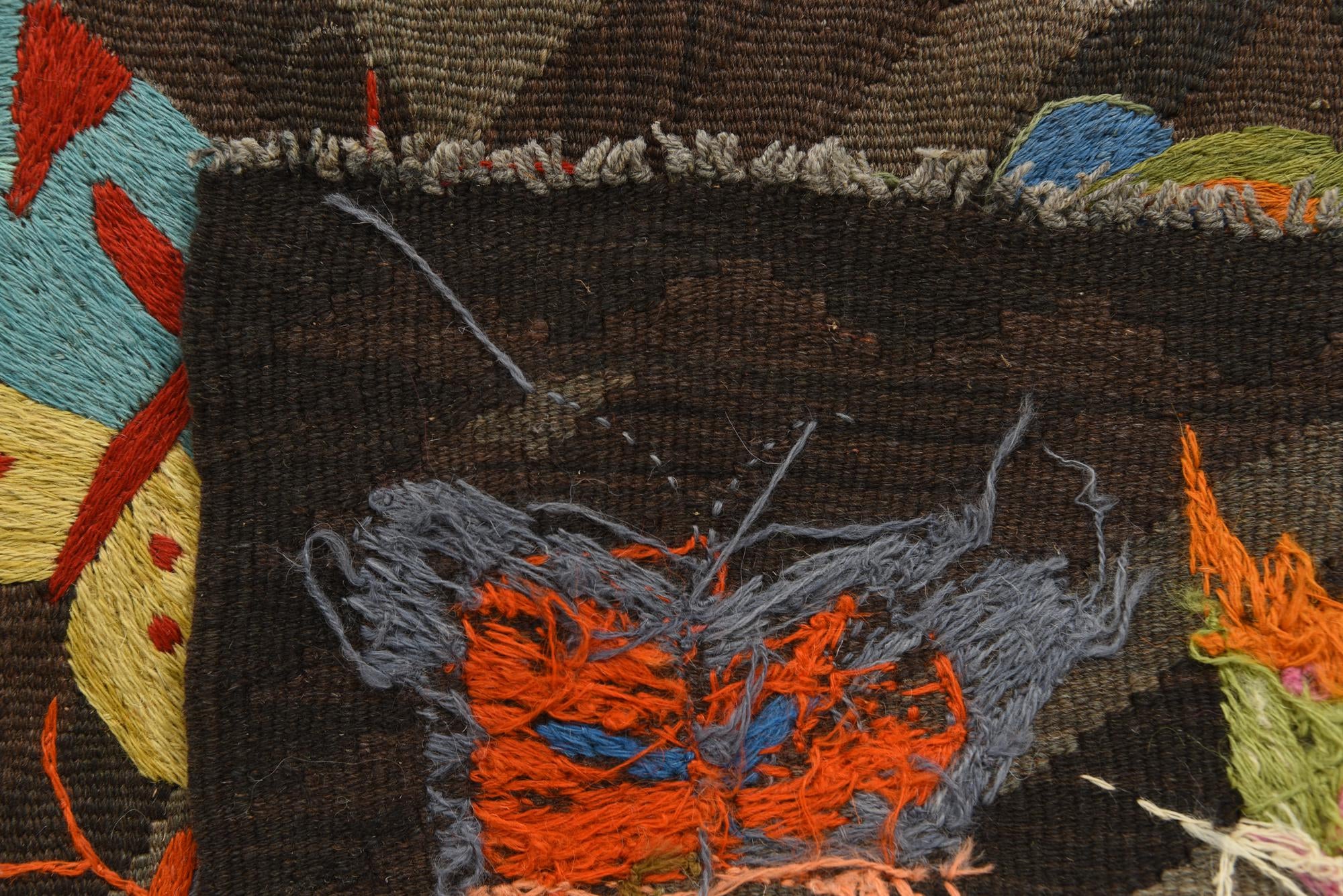5' 2 x 7' 10 Hand Woven Kilim Suzani Wool Rug