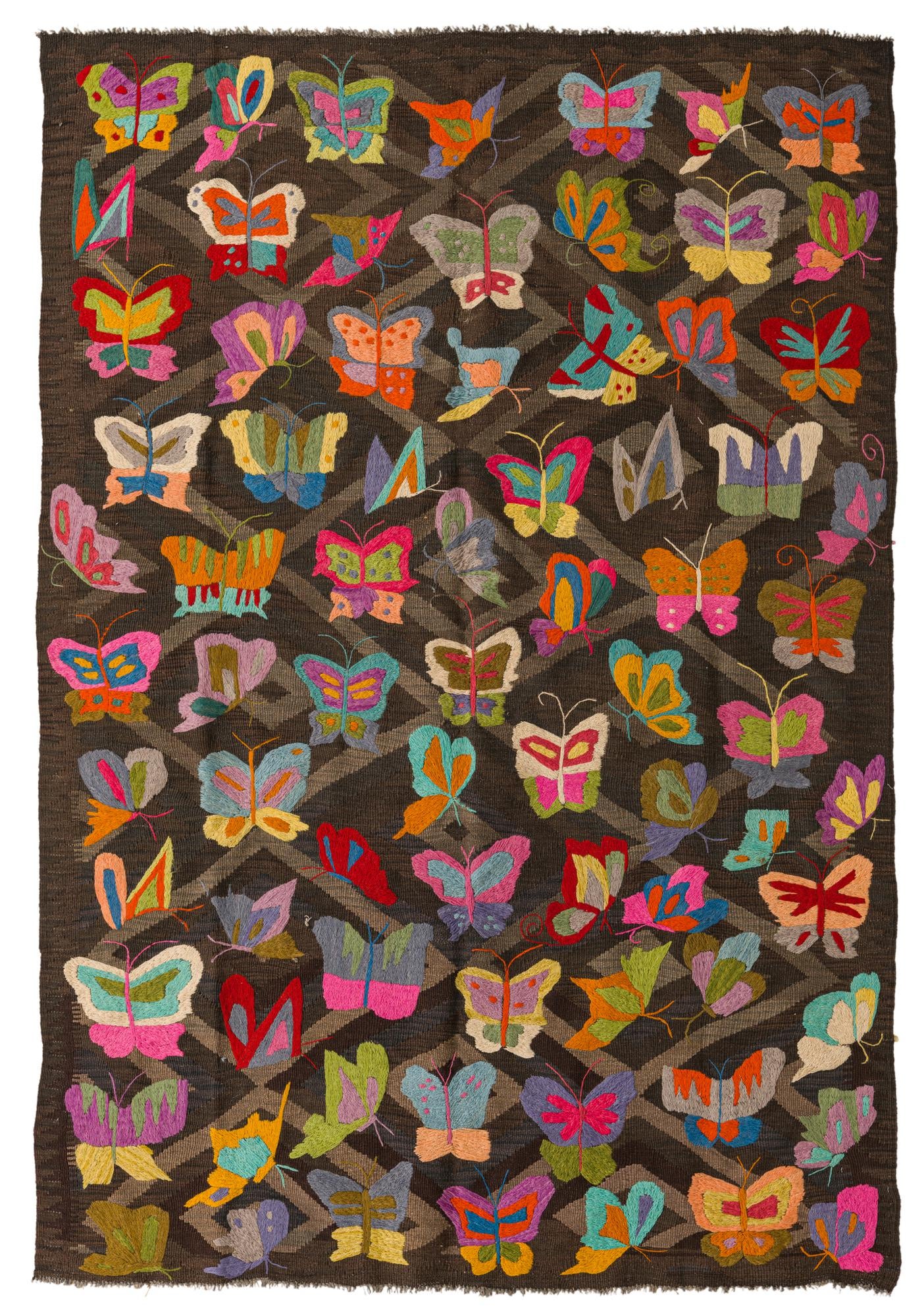 5' 2 x 7' 10 Hand Woven Kilim Suzani Wool Rug