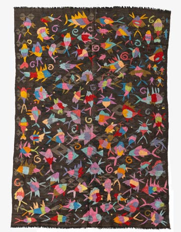 5' 4 x 7' 8 Hand Woven Kilim Suzani Wool Rug