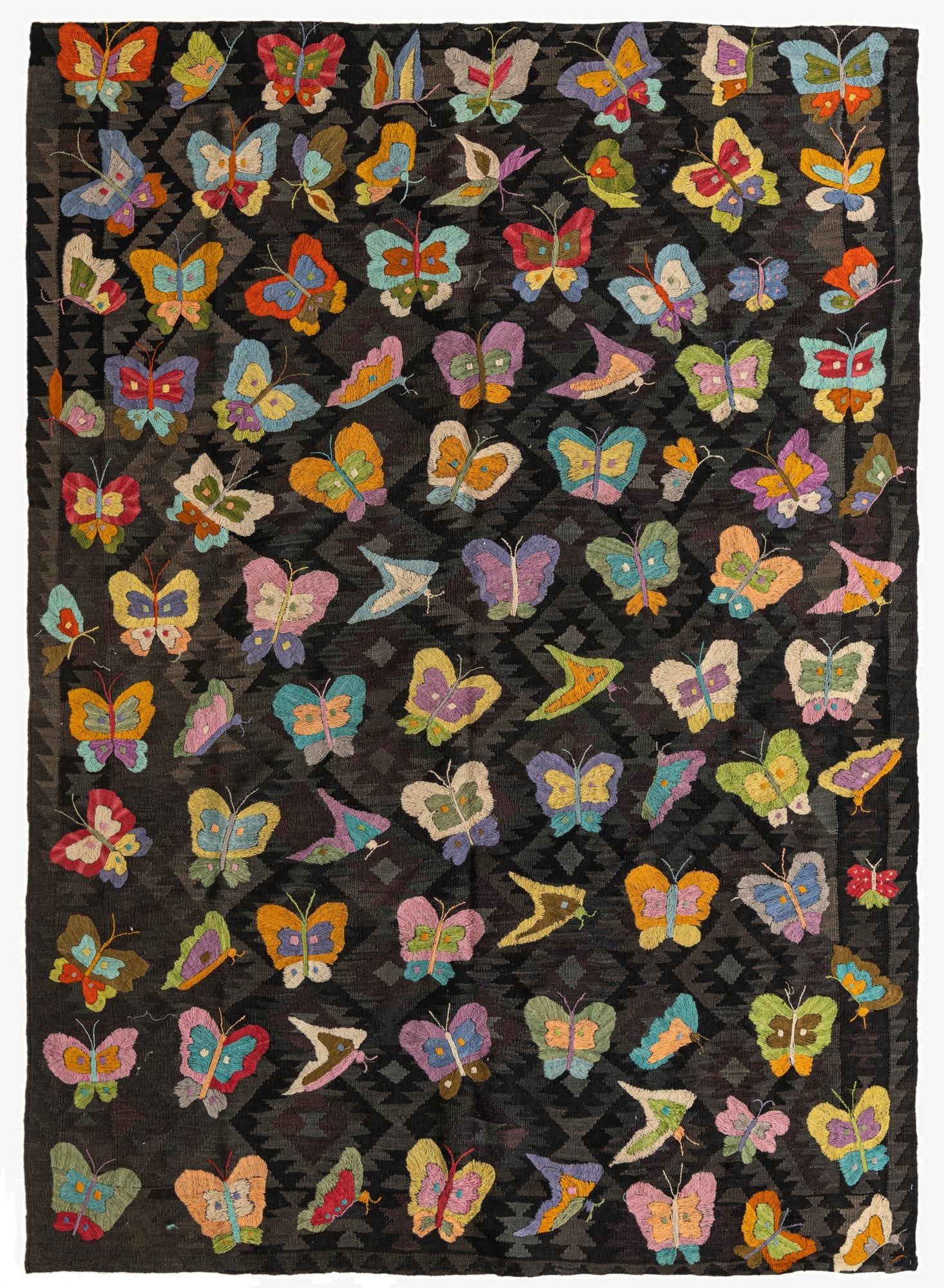 6' 1 x 8' 10  Hand Woven Kilim Suzani Wool Rug