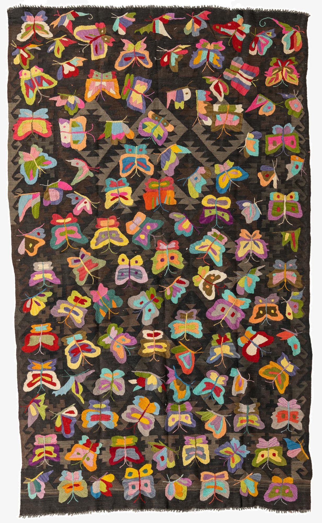 5' 10 x 9' 10  Hand Woven Kilim Suzani Wool Rug