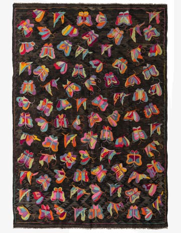 6' 8 x 9' 6 Hand Woven Kilim Suzani Wool Rug