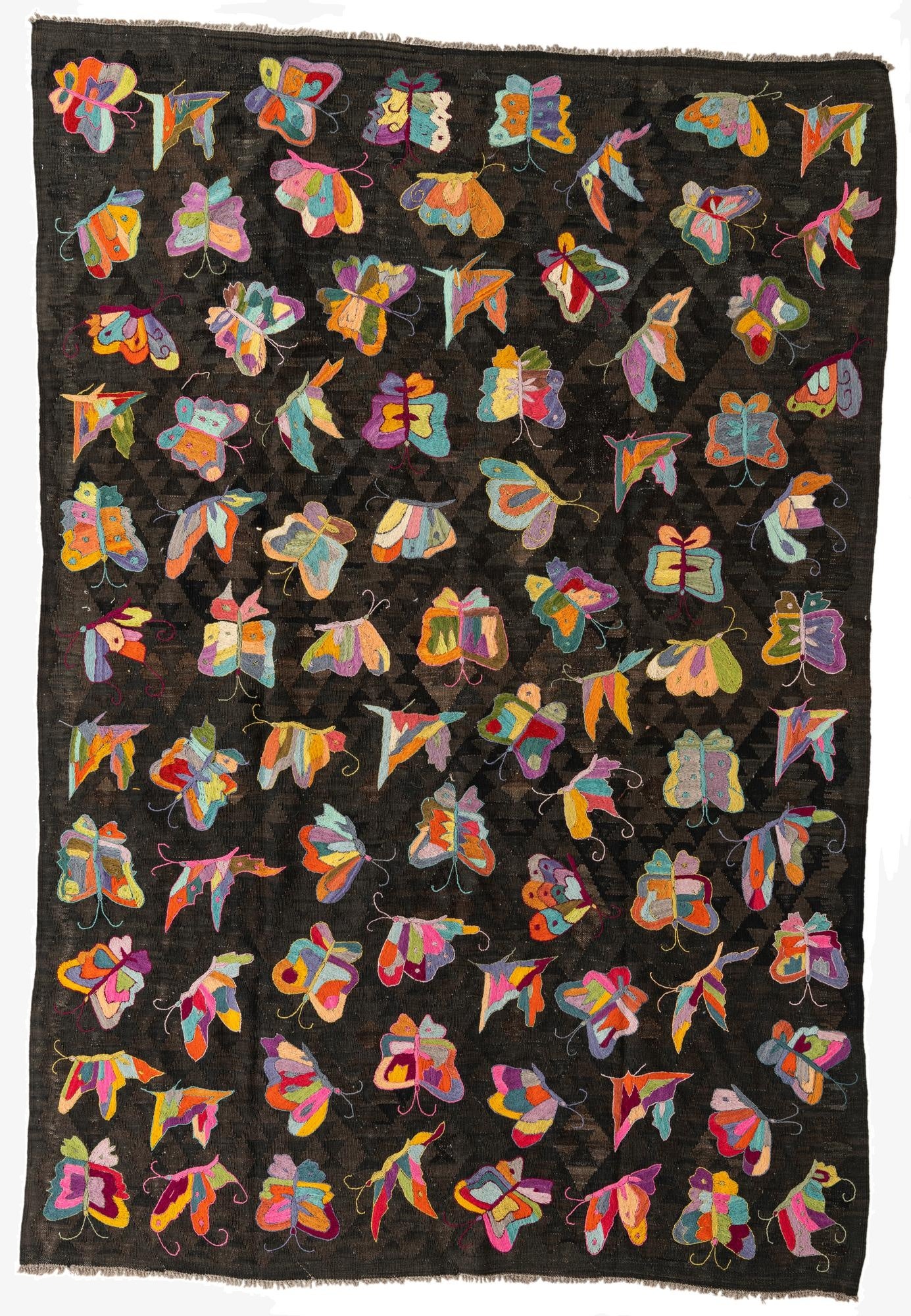 6' 5 x 9' 4  Hand Woven Kilim Suzani Wool Rug