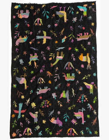 6' x 9' 5 Hand Woven Kilim Suzani Wool Rug