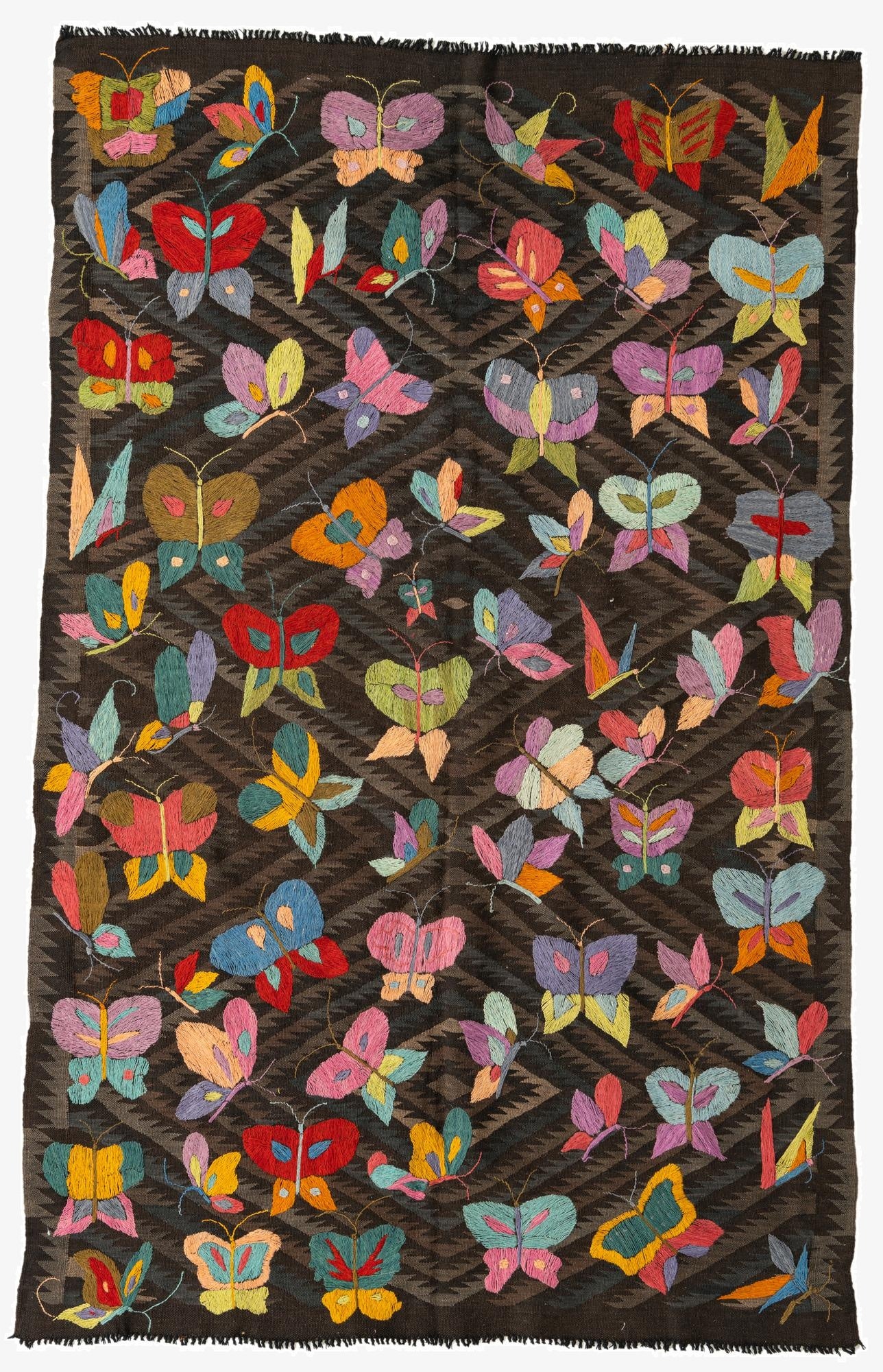 5' x 8' 3  Hand Woven Kilim Suzani Wool Rug