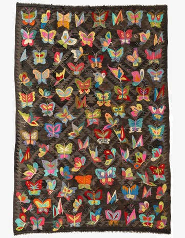 6' 5 x 9' 5 Hand Woven Kilim Suzani Wool Rug