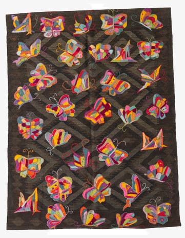 4' 6 x 5' 10 Hand Woven Kilim Suzani Wool Rug