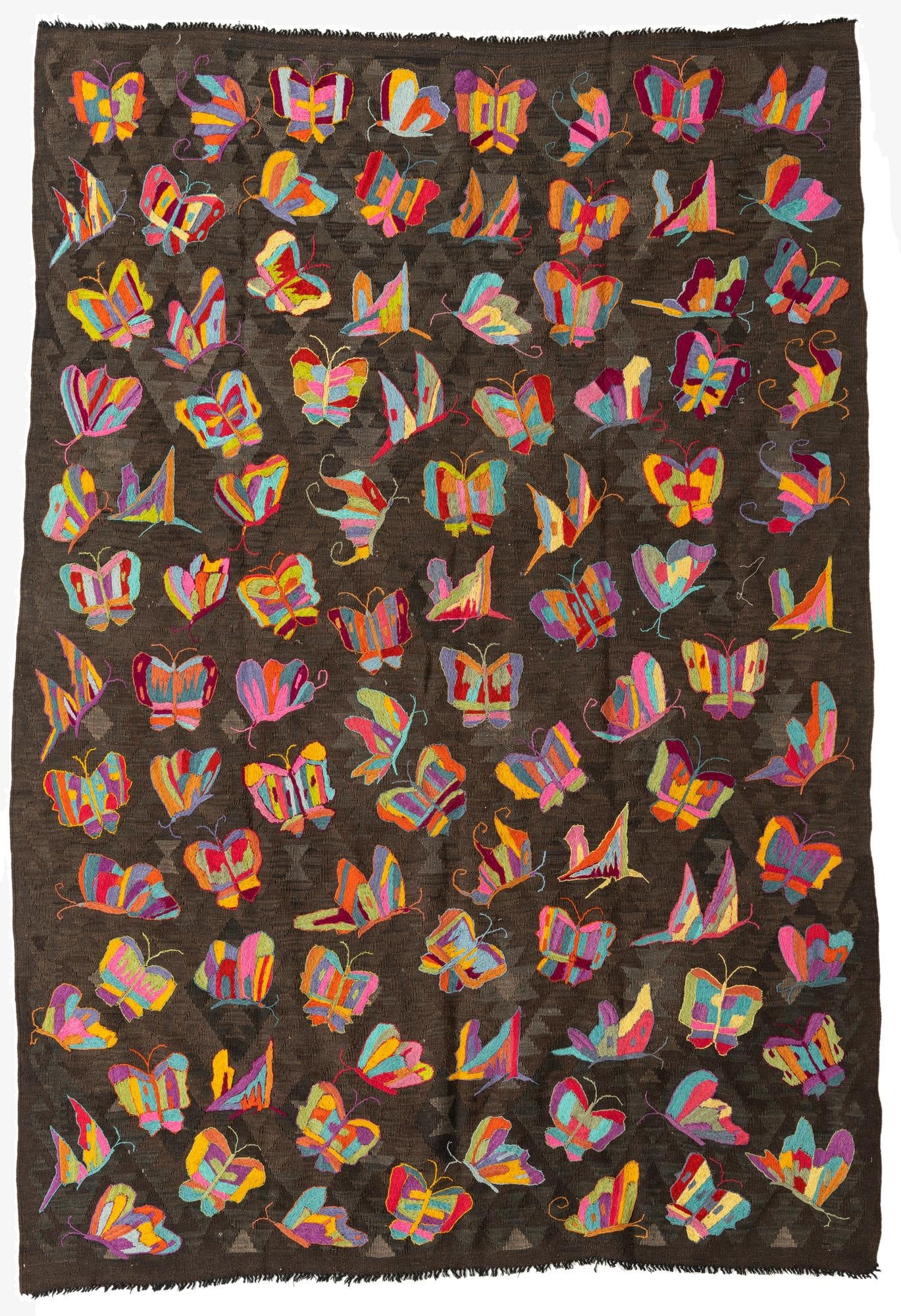 6' 5 x 9' 1  Hand Woven Kilim Suzani Wool Rug