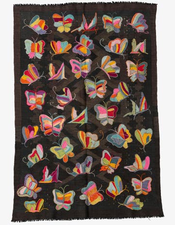 4' 4 x 6' 5 Hand Woven Kilim Suzani Wool Rug