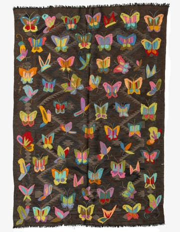 5' 5 x 7' 9 Hand Woven Kilim Suzani Wool Rug