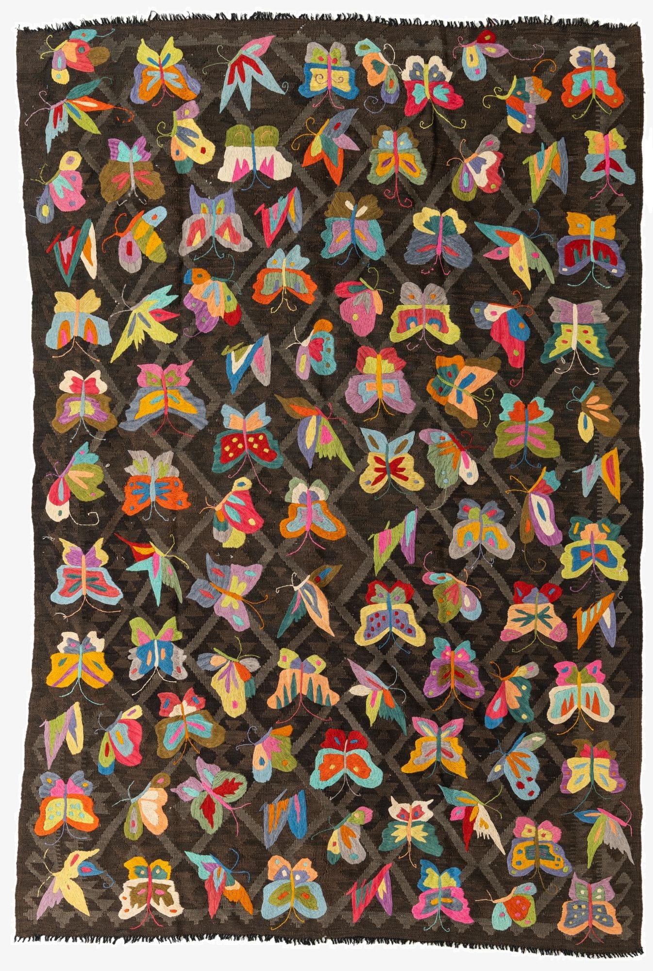 6' 4 x 9' 6  Hand Woven Kilim Suzani Wool Rug