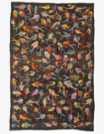 5' 2 x 8' Hand Woven Kilim Suzani Wool Rug