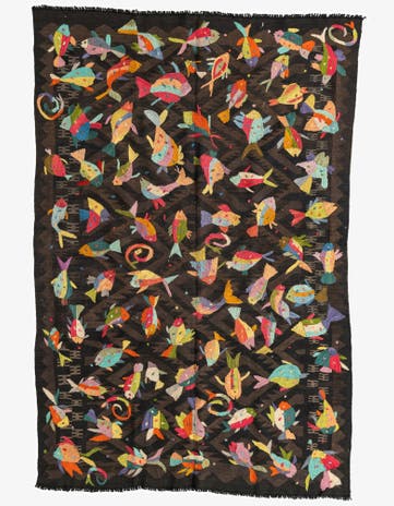 5' 3 x 8' Hand Woven Kilim Suzani Wool Rug