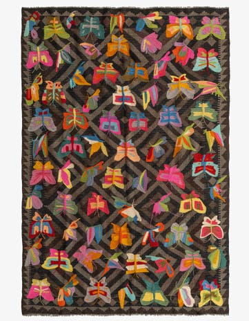 5' 4 x 7' 10 Hand Woven Kilim Suzani Wool Rug