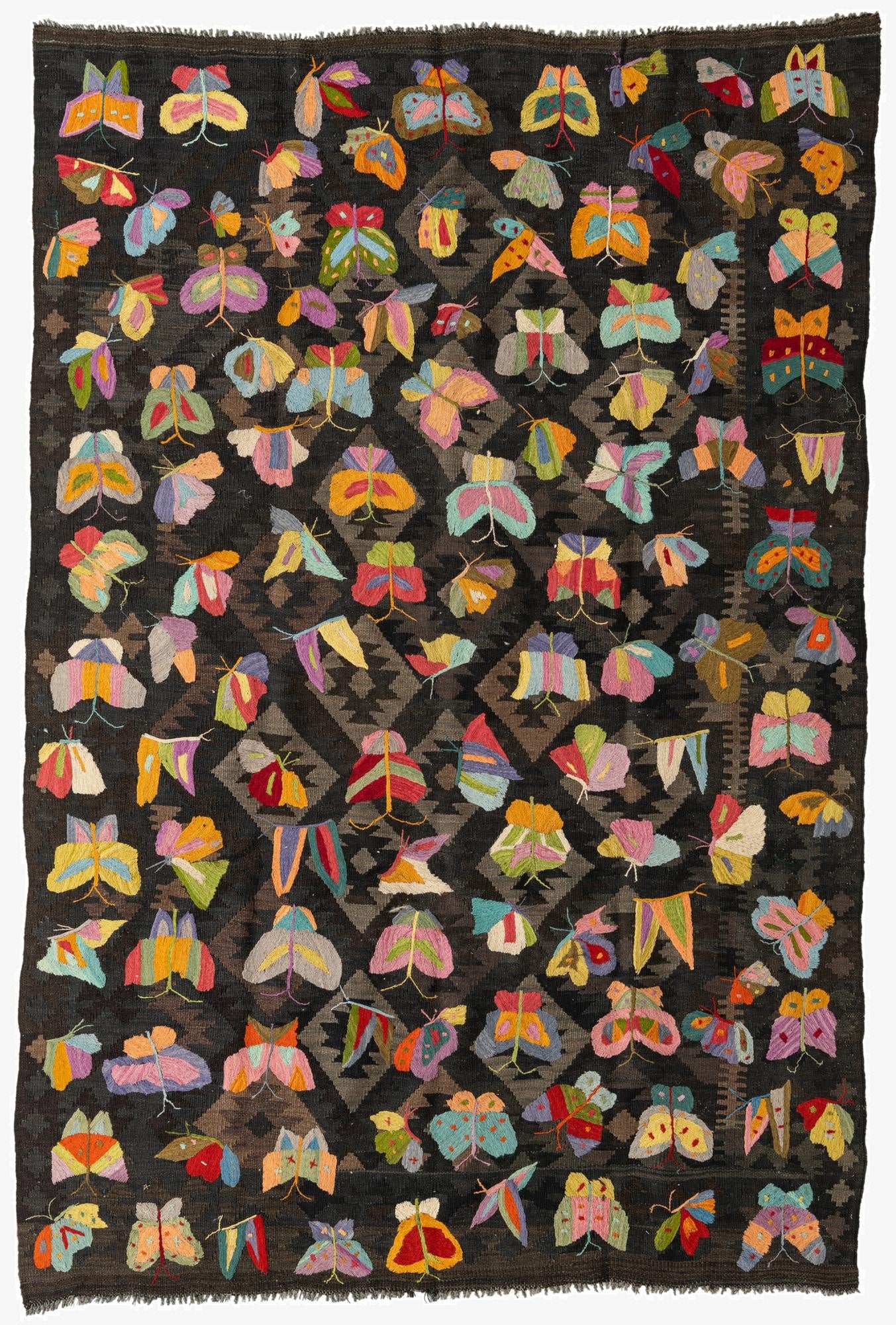 6' 4 x 9' 5  Hand Woven Kilim Suzani Wool Rug