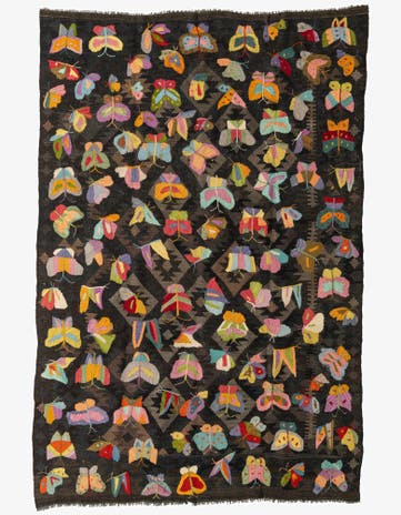 6' 4 x 9' 5 Hand Woven Kilim Suzani Wool Rug