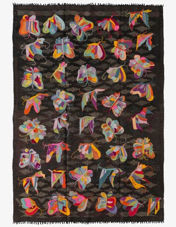 4' 8 x 6' 8 Hand Woven Kilim Suzani Wool Rug