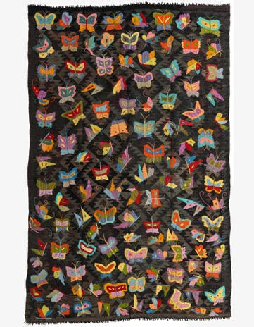 6' 3 x 9' 9 Hand Woven Kilim Suzani Wool Rug