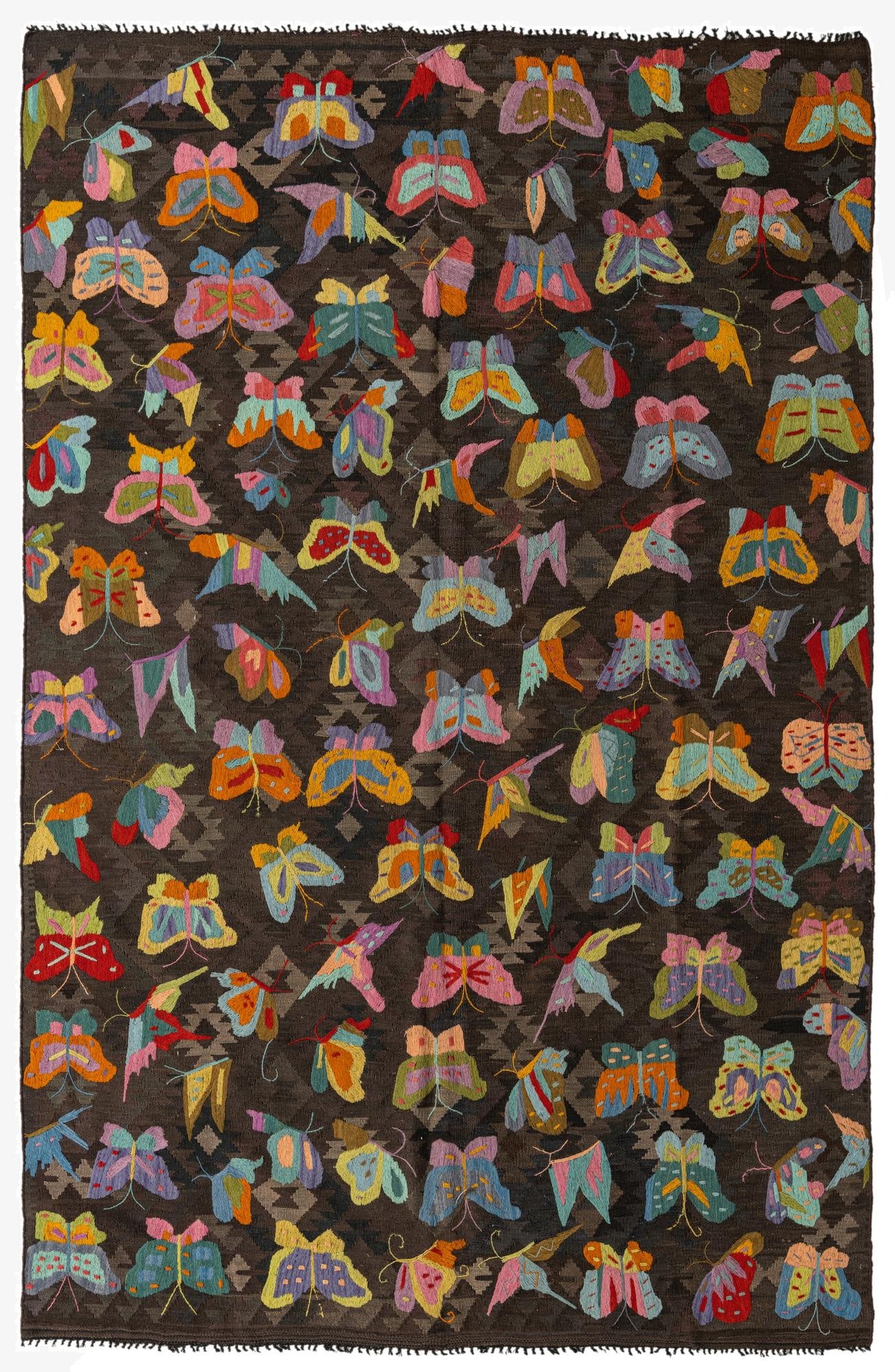 6' 7 x 10'  Hand Woven Kilim Suzani Wool Rug