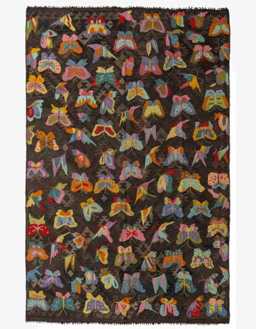 6' 7 x 10' Hand Woven Kilim Suzani Wool Rug