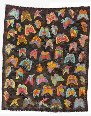 5' 3 x 6' 3 Hand Woven Kilim Suzani Wool Rug