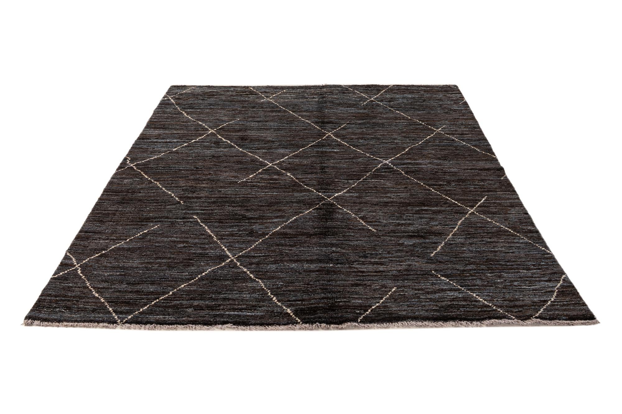 5' x 7' 4 Hand Knotted Moroccan Wool Rug