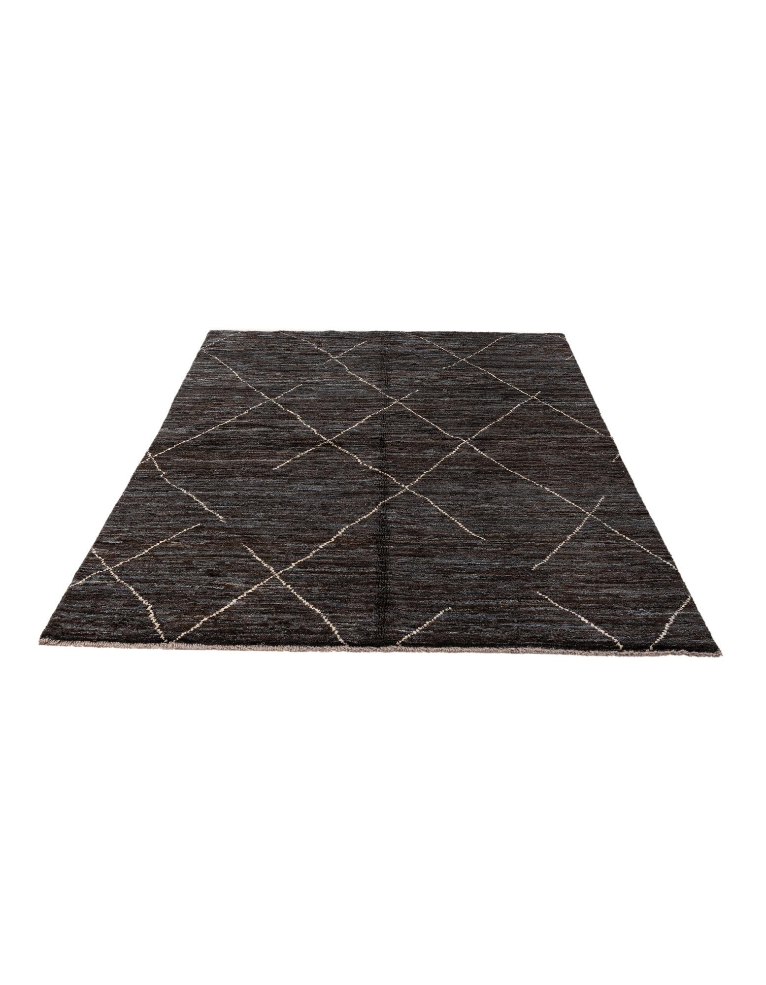 5' x 7' 4 Hand Knotted Moroccan Wool Rug