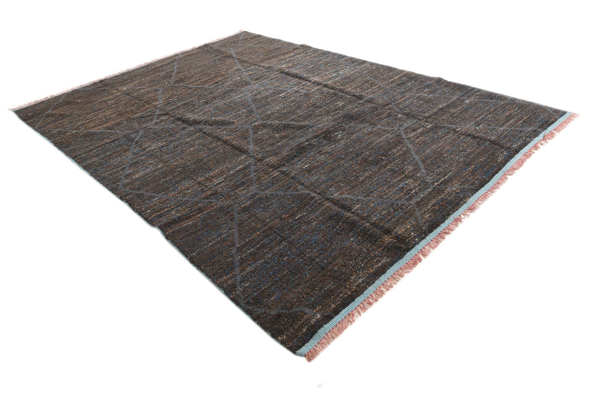 8' 10 x 12' 3 Hand Knotted Moroccan Wool Rug