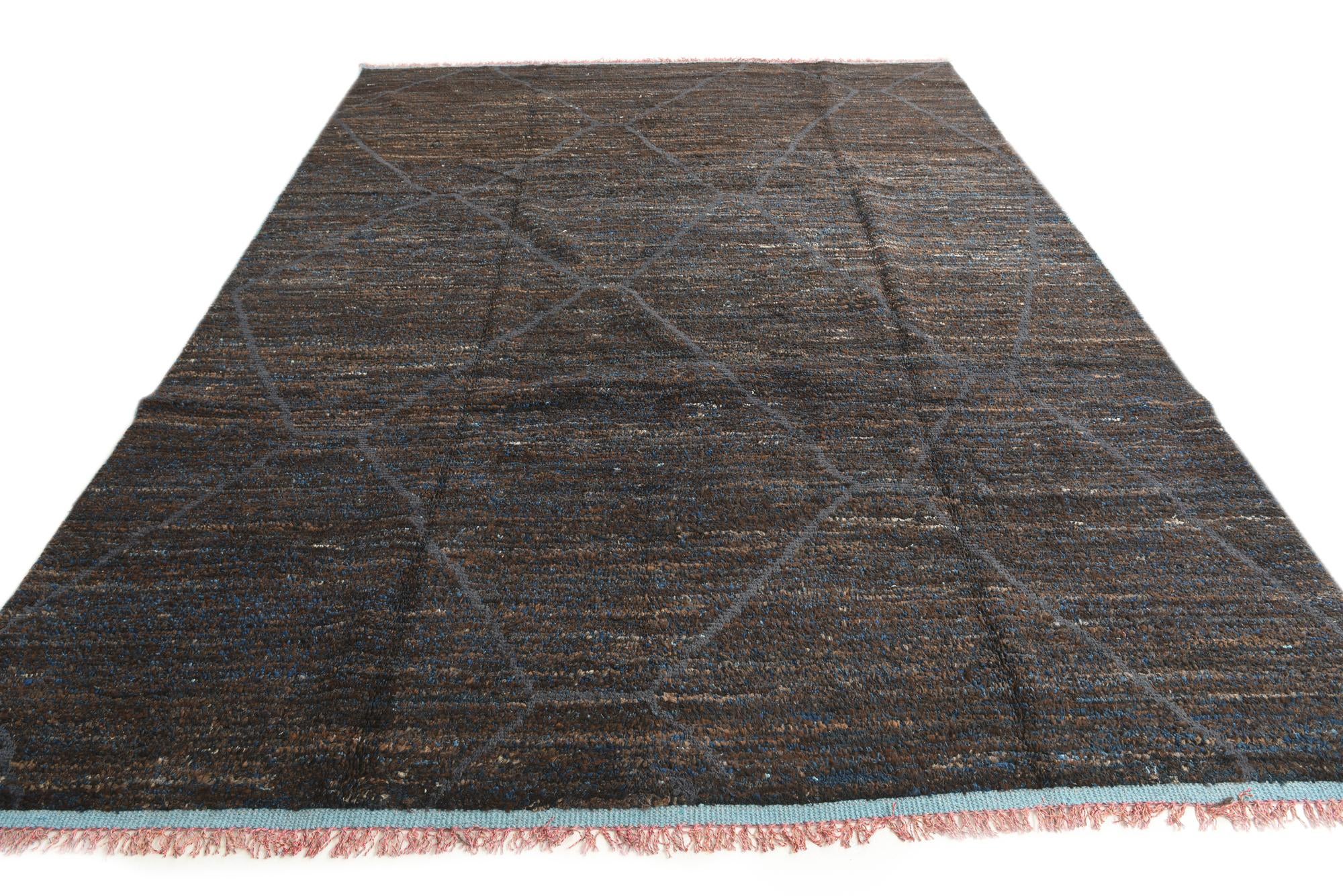 8' 10 x 12' 3 Hand Knotted Moroccan Wool Rug