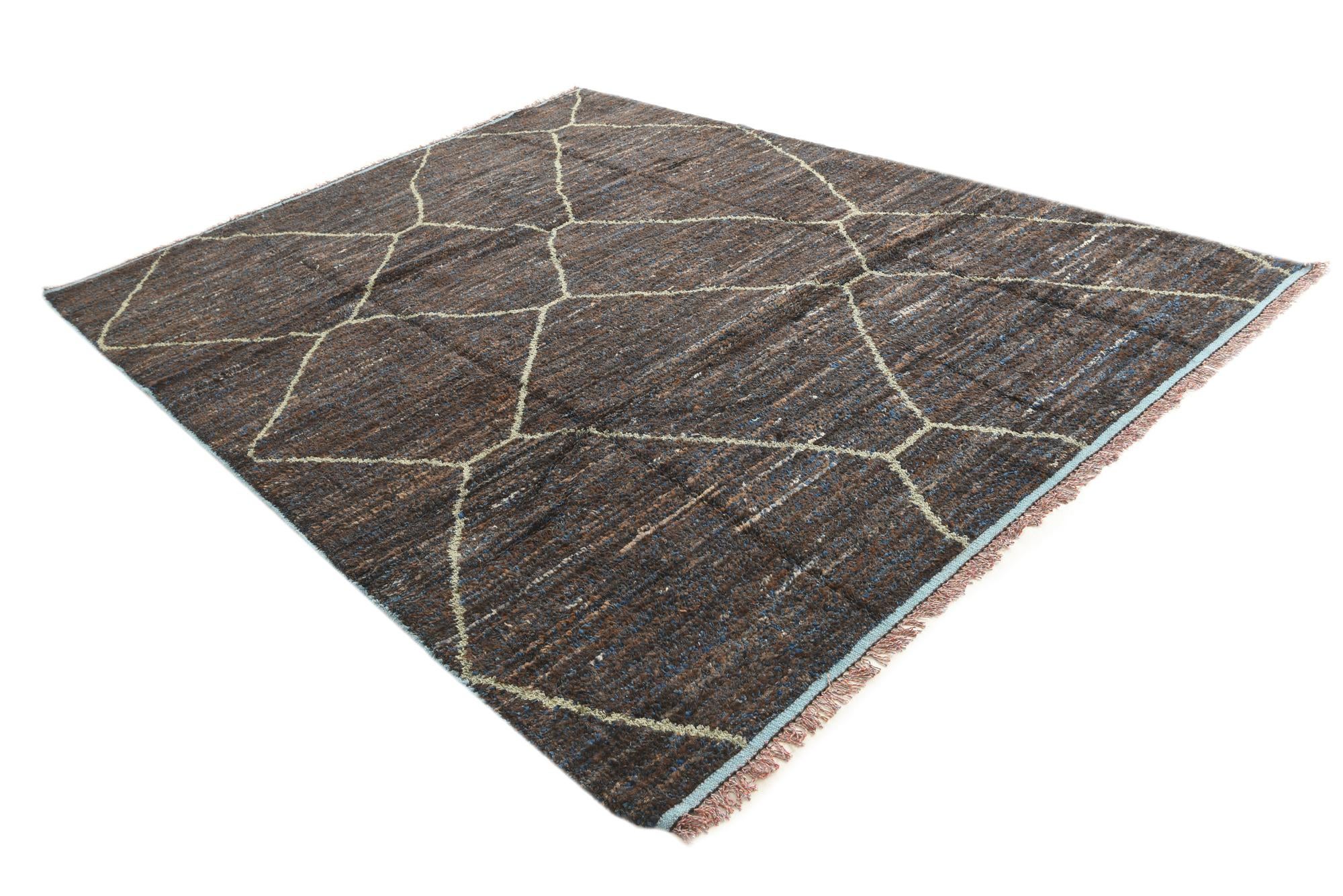 8' x 10' 4 Hand Knotted Moroccan Wool Rug