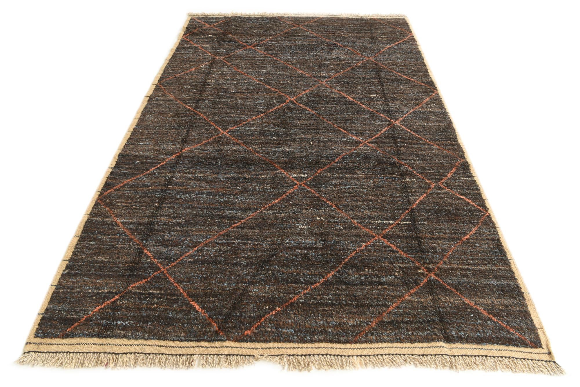 6' 2 x 9' 4 Hand Knotted Moroccan Wool Rug