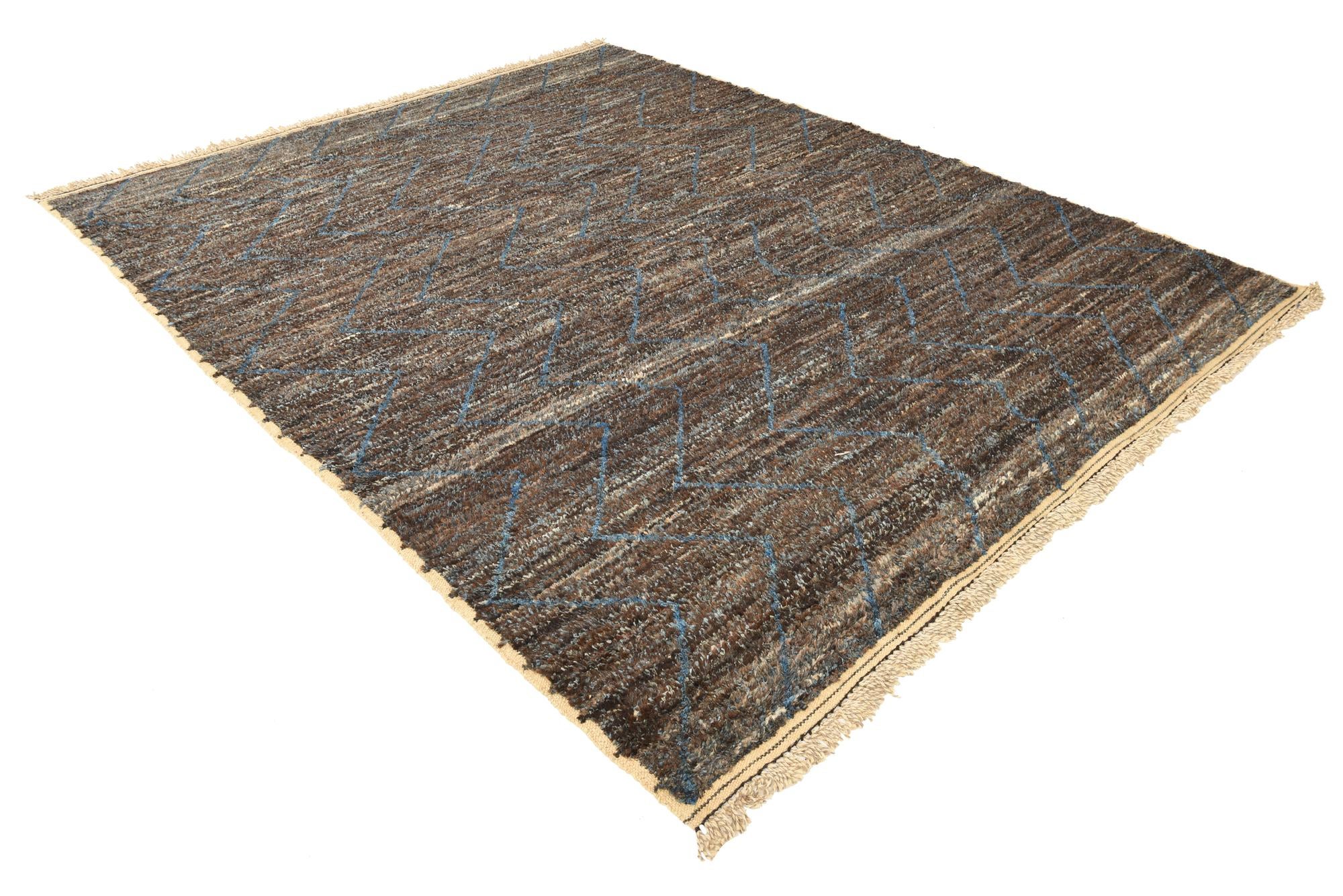 8' 5 x 10' 9 Hand Knotted Moroccan Wool Rug