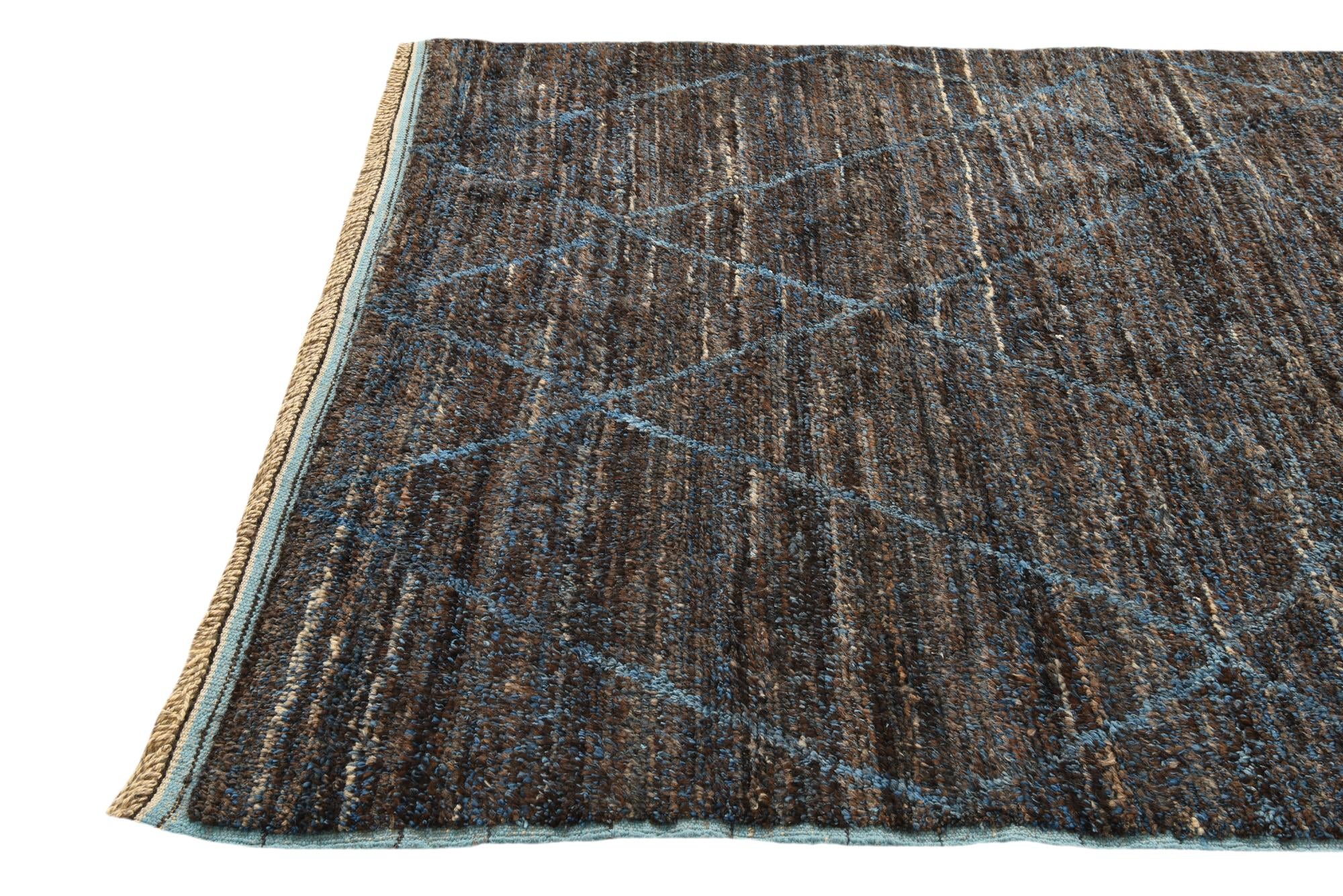 6' x 9' 4 Hand Knotted Moroccan Wool Rug