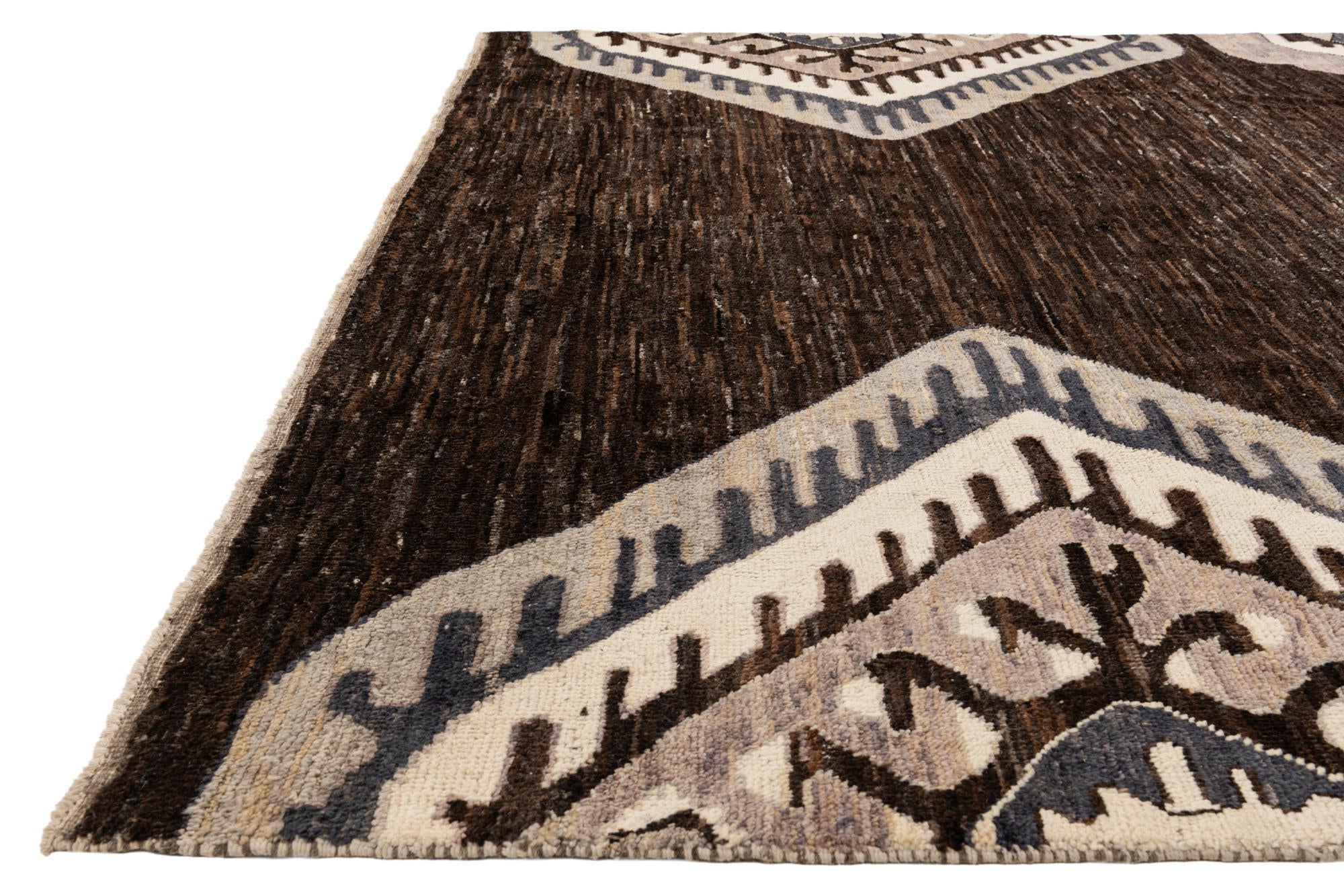 9' 10 x 13' 8 Hand Knotted Moroccan Wool Rug