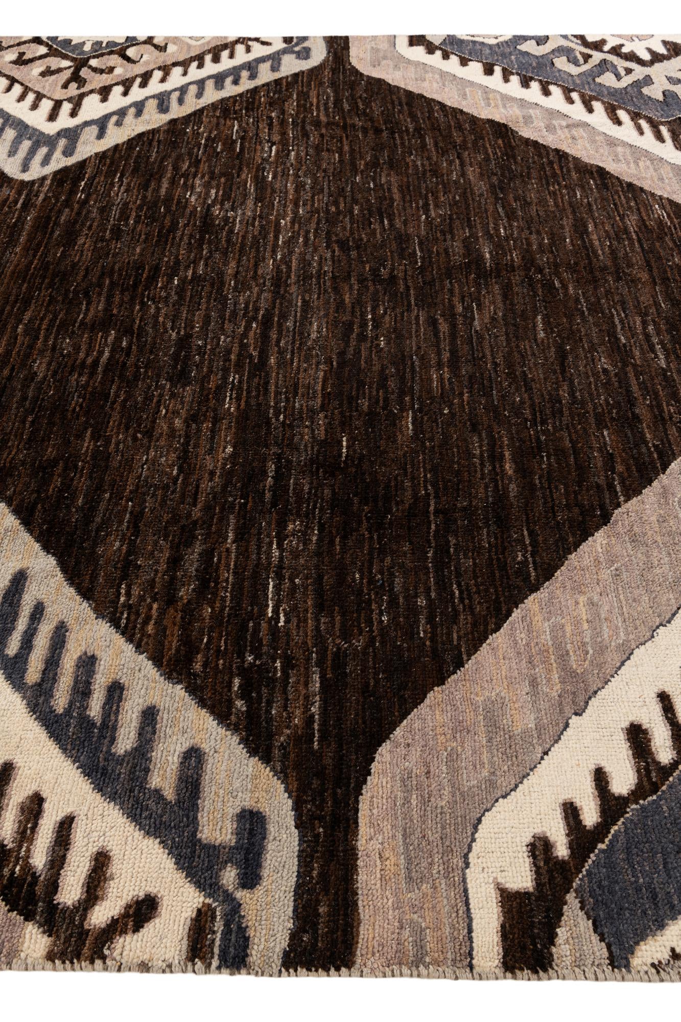 9' 10 x 13' 8 Hand Knotted Moroccan Wool Rug