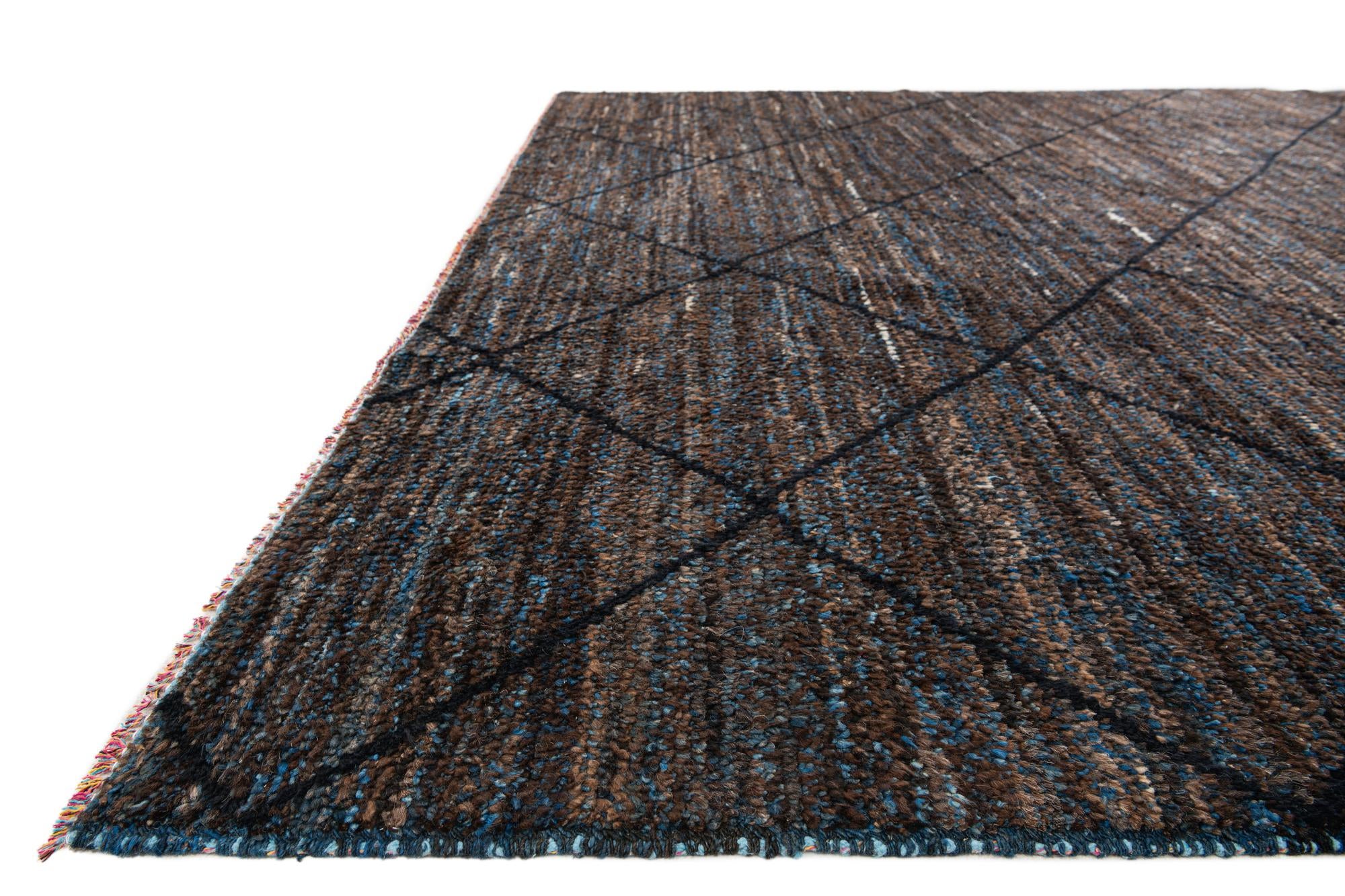 8' 1 x 10' Hand Knotted Moroccan Wool Rug