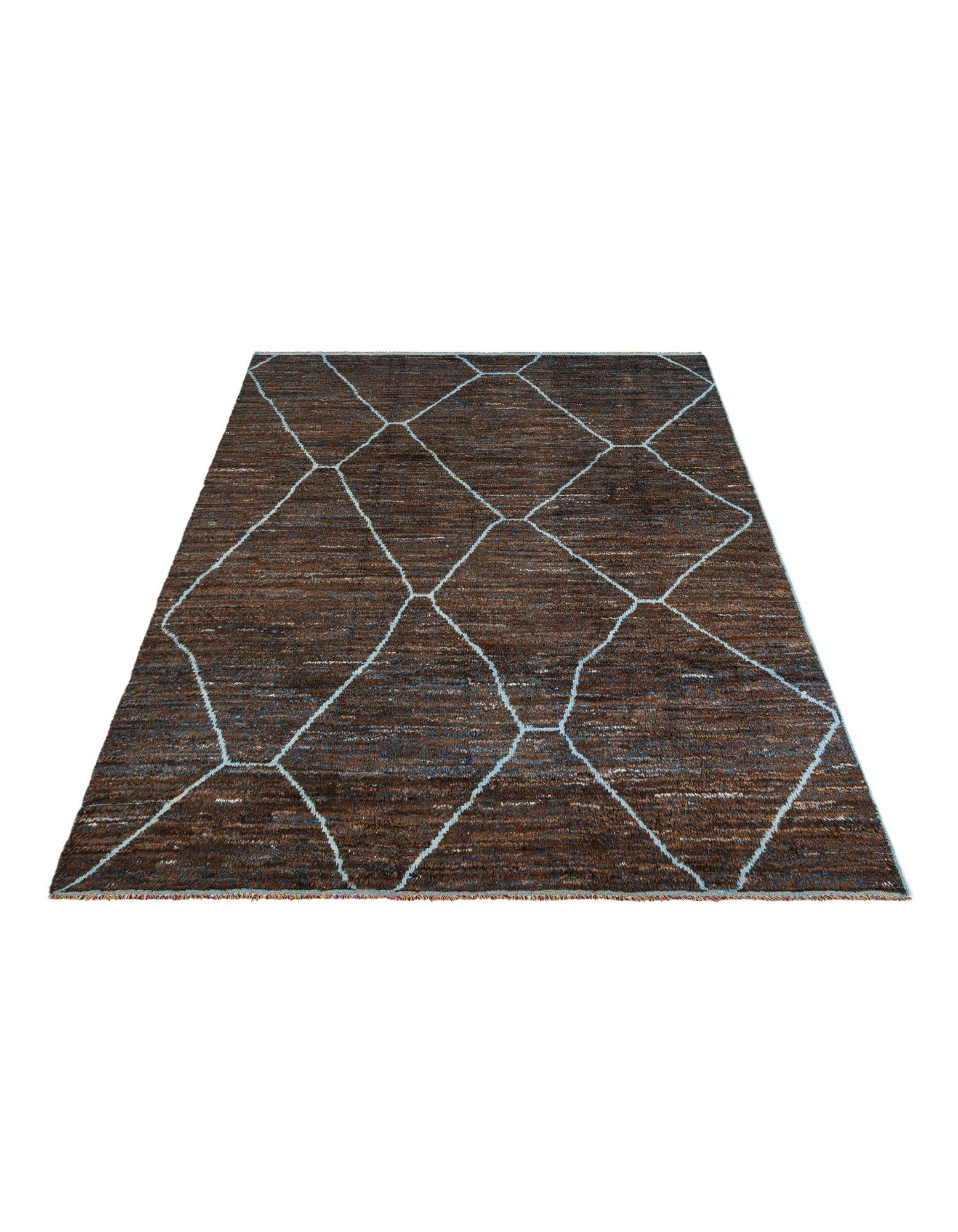 8' x 10' 3 Hand Knotted Moroccan Wool Rug