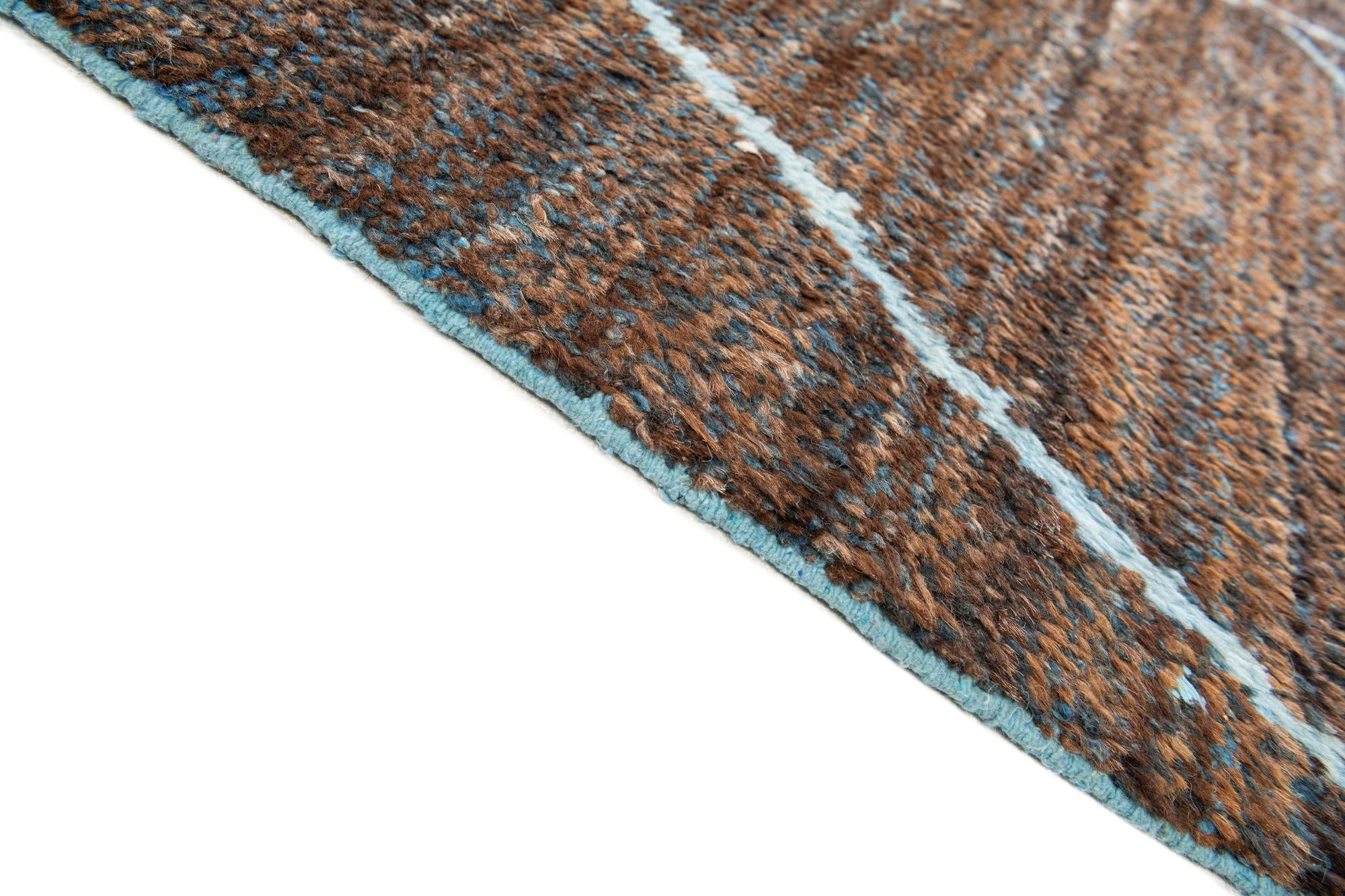 8' x 10' 3 Hand Knotted Moroccan Wool Rug