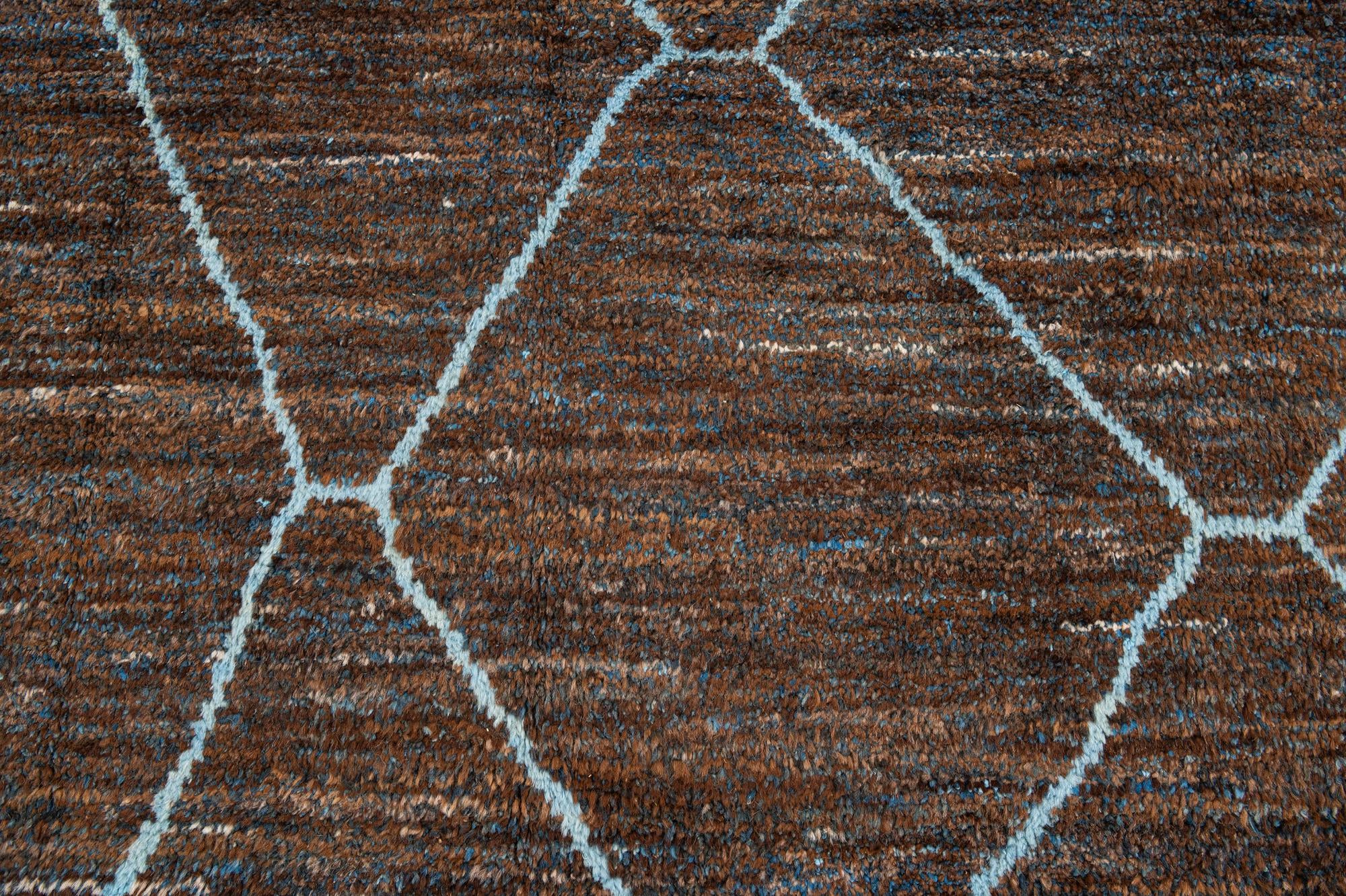 8' x 10' 3 Hand Knotted Moroccan Wool Rug